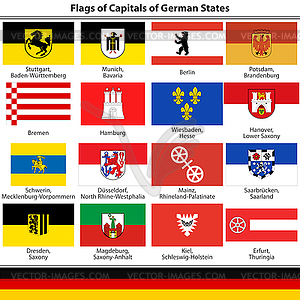 Флаги столиц германских государств - векторный клипарт / векторное изображение