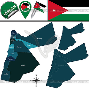 Map of Jordan - vector image