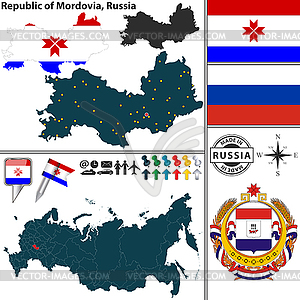 Republic of Mordovia, Russia - vector image