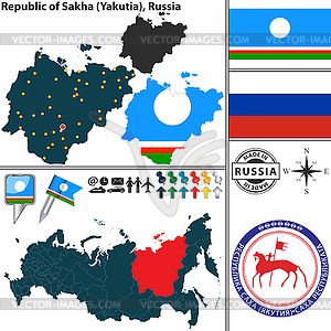 Republic of Sakha (Yakutia), Russia - vector clipart