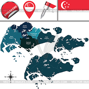 Map of Singapore - vector clip art