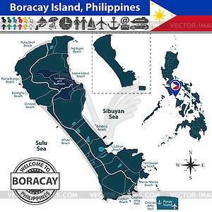 Map of Boracay island, Philippines - vector clip art