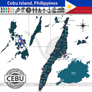 Map of Cebu island, Philippines - royalty-free vector clipart