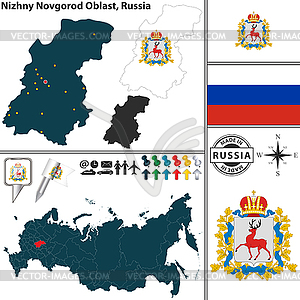 Нижегородская область, Россия - векторное изображение