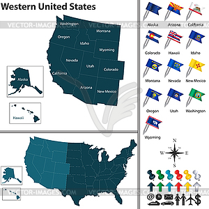 Западная Соединенные Штаты Америки - векторный клипарт EPS