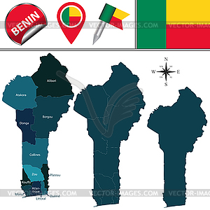 Map of Benin with Named Departments - vector clipart / vector image