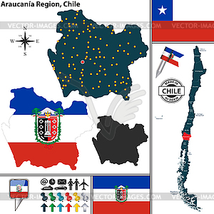 Map of Araucania, Chile - vector clipart