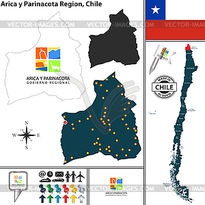 Map of Arica y Parinacota, Chile - vector clipart