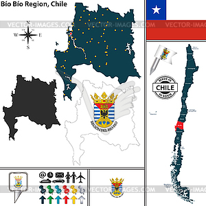 Map of Bio Bio, Chile - royalty-free vector image