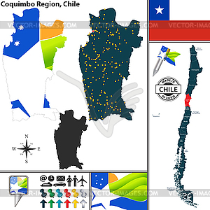 Map of Coquimbo, Chile - vector clip art