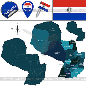 Map of Paraguay with Departments - vector EPS clipart