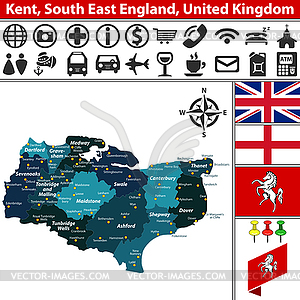 Kent, South East England, UK - vector clip art