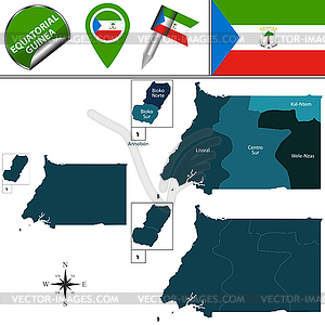 Map of Equatorial Guinea with Named Provinces - vector image