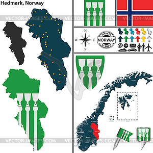 Map of Hedmark, Norway - vector clip art