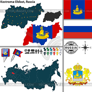 Костромская область, Россия - изображение в векторном виде