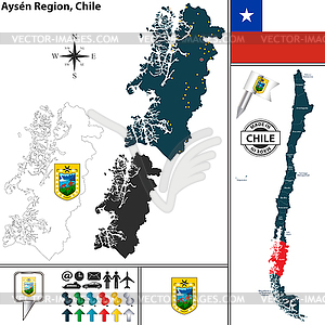 Map of Aysen, Chile - vector clipart