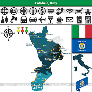 Calabria with regions, Italy - vector clipart