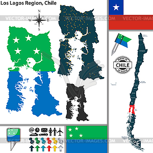 Map of Los Lagos, Chile - vector clipart