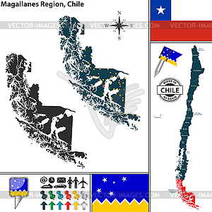 Map of Magallanes, Chile - vector clipart