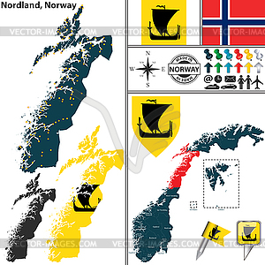 Map of Nordland, Norway - royalty-free vector clipart