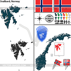 Map of Svalbard, Norway - color vector clipart