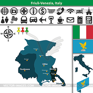 Friuli Venezia with regions, Italy - vector clipart / vector image