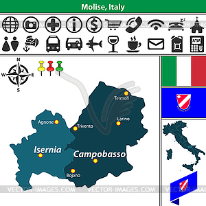 Molise with regions, Italy - color vector clipart