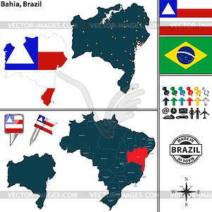 Map of Bahia, Brazil - vector image