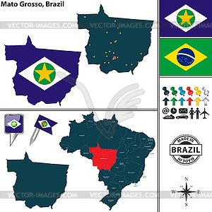 Map of Mato Grosso, Brazil - vector clip art