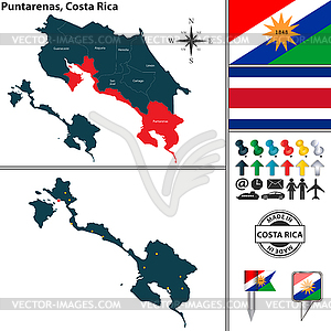 Map of Puntarenas, Costa Rica - vector clip art