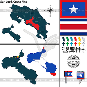 Map of San Jose, Costa Rica - vector clipart