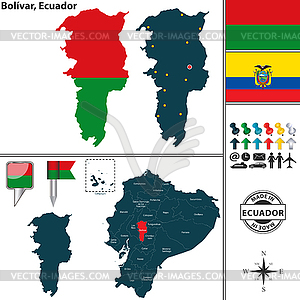 Map of Bolivar, Ecuador - vector image