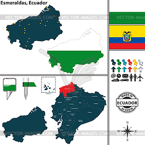 Map of Esmeraldas, Ecuador - vector image