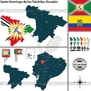 Карта Санто-Доминго-де-лос-Tsachilas, Эквадор - иллюстрация в векторе