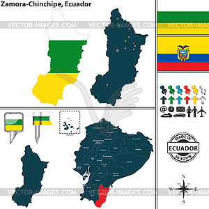Map of Zamora Chinchipe, Ecuador - vector clipart