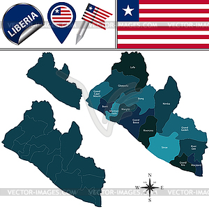 Map of Liberia with Named Counties - vector image