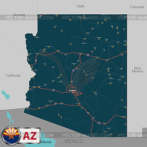 Map of state Arizona, USA - vector image