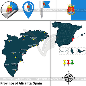 Провинция Аликанте, Испания - векторизованное изображение клипарта