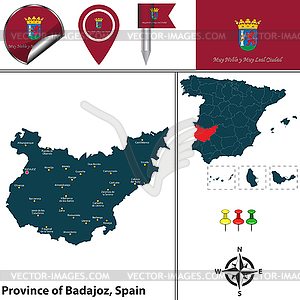 Province of Badajoz, Spain - vector clipart