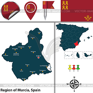 Region of Murcia, Spain - vector image