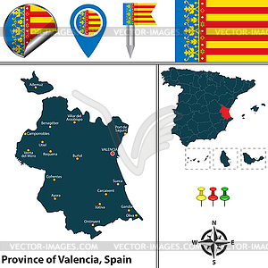 Провинция Валенсия, Испания - векторный клипарт / векторное изображение