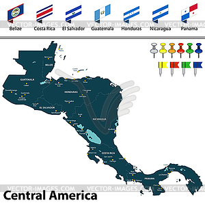 Map of Central America - vector clipart