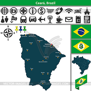 Map of Ceara, Brazil - vector clip art