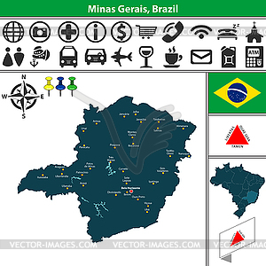 Map of Minas Gerais, Brazil - color vector clipart