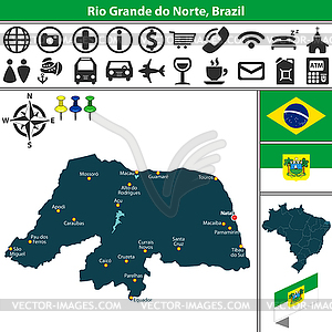 Map of Rio Grande do Norte, Brazil - vector clip art