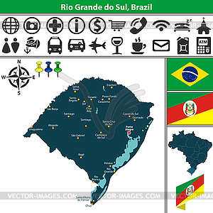 Map of Rio Grande do Sul, Brazil - vector clip art