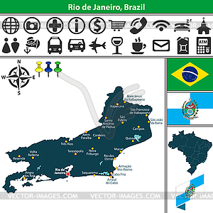 Map of Rio de Janeiro, Brazil - royalty-free vector clipart