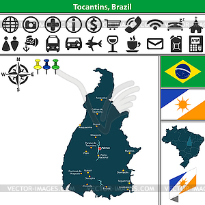 Map of Tocantins, Brazil - vector clipart / vector image