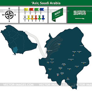 Map of Asir, Saudi Arabia - vector EPS clipart