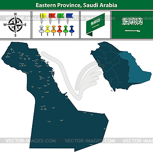 Map of Eastern Province, Saudi Arabia - vector clipart